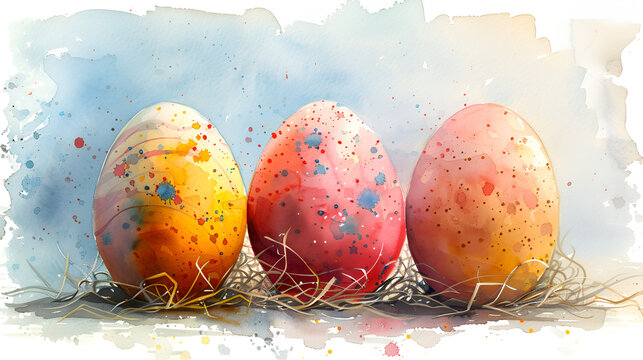 Watercolour Easter Eggs -ar _ - Stylize.png,
Watercolor easter spring floral background with copy space