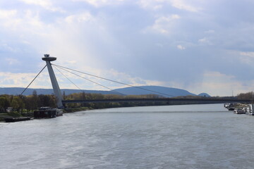 Bridge over the Danube river in Bratislava, Slovakia 