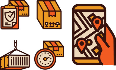Colored Logistic Outline Style Icons