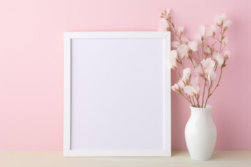 Mock up poster frame in pastel color. Space for text