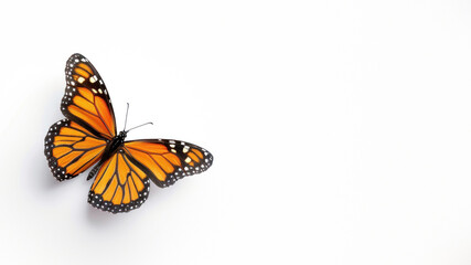 Obraz premium A captivating Monarch butterfly isolated on a white background, highlighting its iconic orange and black pattern