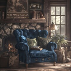 Charming Vintage Interior with Antique Upholstered Seating for Comfortable Relaxation