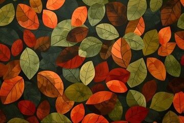 Ilustracja przedstawiająca jesienne liście - obrazy, fototapety, plakaty