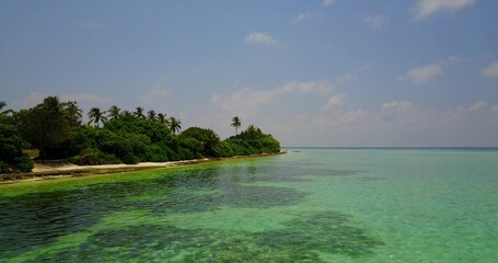 Aerial view of the beautiful turquoise ocean in the Maldives