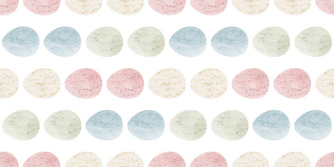 Cute illustration with colorful Easter eggs with watercolor texture, spring banner