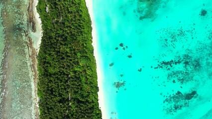 Aerial view of the beautiful turquoise ocean in the Maldives