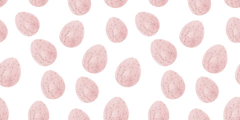 Cute illustration with colorful Easter eggs with watercolor texture, spring banner