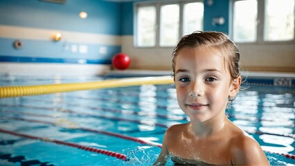 Portrait Of Children In Water, Swimming Lesson
