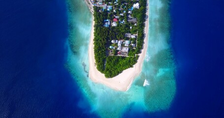 Top view of a tropical island in Maldives