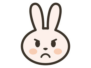 怒るうさぎさんの顔イラスト