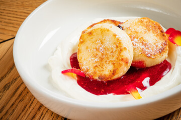 cottage cheese pancakes with berry sauce