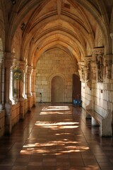 Fototapeta na wymiar Vertical shot of the hall of Saint Bernard de Clairvaux Church with arches and pillars