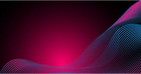 Abstract blue and pink background with flowing lines. Dynamic waves. futuristic modern dark wave background.