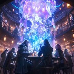 Fantasy-themed Social Event with Elves, Wizards and a Cosmic Anomaly - obrazy, fototapety, plakaty