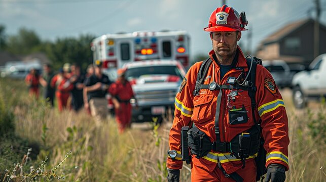 In a disaster preparedness drill emergency medical responders participate in medical training exercises that simulate mass casualty incidents and natural disasters