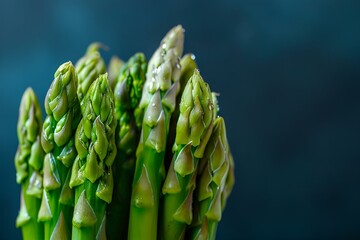 Closeup of fresh green asparagus with sprouts, AI-generated.