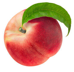 Red Peach fruit isolated on white background, Fresh Peach on White Background PNG file.