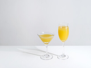 Summer drinks on a white tabletop