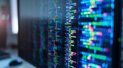 Computer monitor displaying genetic code. 