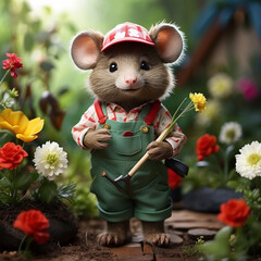 mouse and flowers