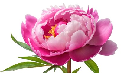 bright pink peony isolated on white background