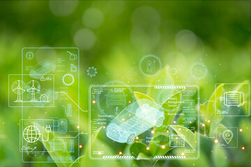 Concept of sustainability development by alternative energy, ESG, carbon natural, CO2 net...