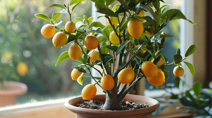 A lemon Volcameriana tree filled with ripe yellow oranges