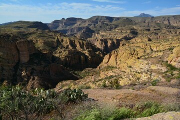 Beautiful view of a canyon from the top of a mountain