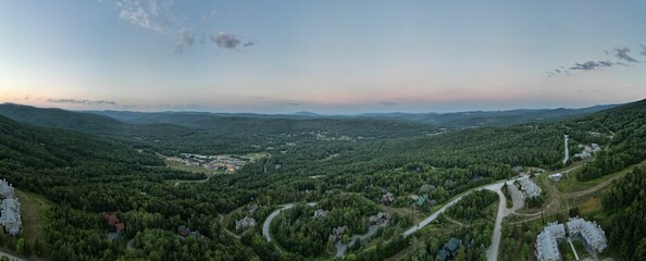 Beautiful panoramic view of the Mountain forests in sunset in Ludlow Ver