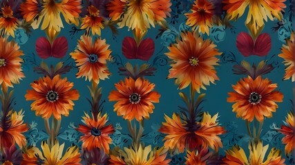 Fototapeta na wymiar floral background Beautiful flowers with a vibrant pattern that flows seamlessly