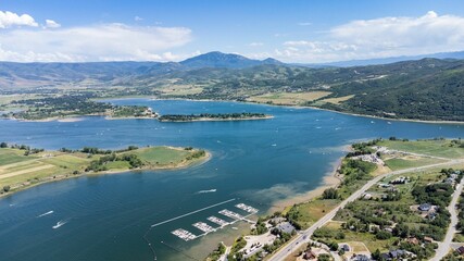 Bird's-eye view of Pineview Reservoir in Utah