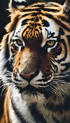 AI generated illustration of a tiger with its eye wide open in a lush jungle setting