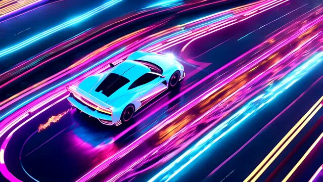 Fast moving car on street
