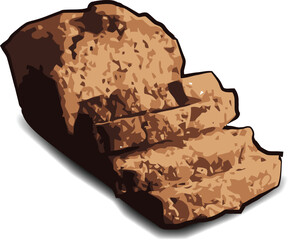 Freshly Baked Banana Bread Vector Illustration
