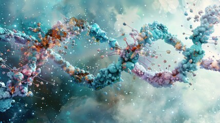 AI generated illustration of DNA helix - obrazy, fototapety, plakaty