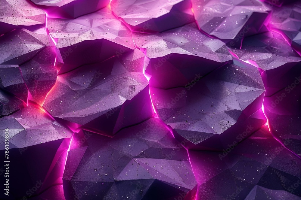 Poster AI generated illustration of dark purple background in geometric shapes