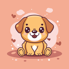 Cute adorable happy dog puppy cartoon illustration