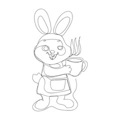 Bunny with coffee one line art vector design style,
bunny one line art, coffee with bunny one line art 