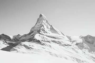 Fototapeta na wymiar AI generated illustration of a skier skiing downhill towards snowy mountains