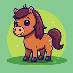Fototapeta premium Adorable horse cartoon illustration flat vector design
