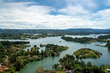 Fototapeta na wymiar Guatape view of many lakes rivers and reservoir