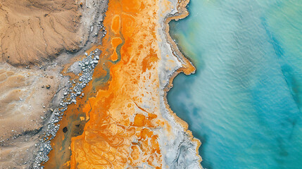 Aerial view of ocean waves crashing on shore - Powered by Adobe