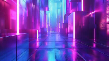 Sci Fi Futuristic Smoke Fog Neon Laser Garage Room,blue pink violet neon abstract...
