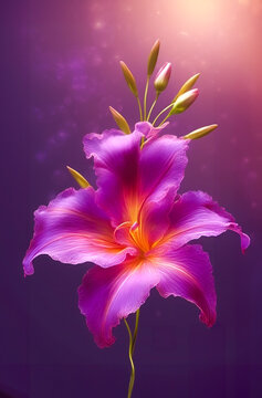 AI generated illustration of a purple lily flower on a purple background