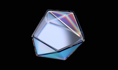 Abstract iridescent shape, colorful crystal, 3d render