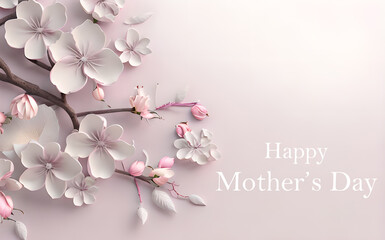 pink color tree flower roses mother day 3d background wallpaper