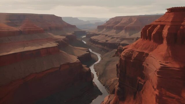 the edge of a dramatic canyon, with layers of red rock formations stretching into the distance
