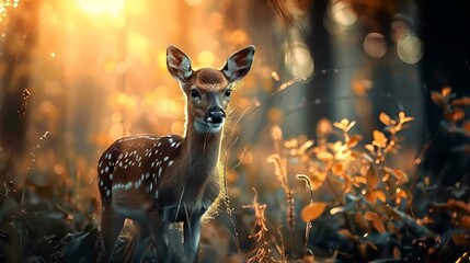 AI-generated illustration of a young deer in a forest