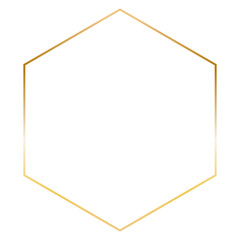 Golden hexagon frame. Vector outline thin aesthetic geometric shine border for invitations design