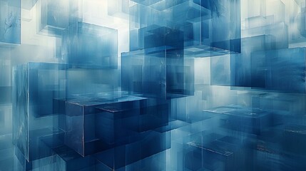 AI generated illustration of floating large glass cubes in mid-air - obrazy, fototapety, plakaty